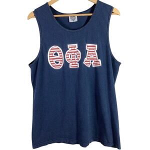 Theta Phi Alpha college sorority Embroidered Tank Top Blue M